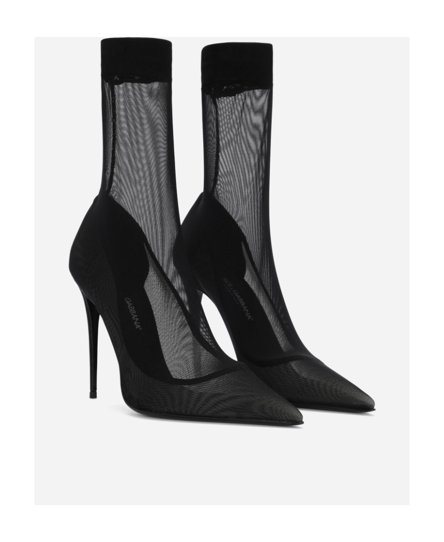 Dolce & Gabbana Kim 105 Sheer Sock Ankle Boots In Black
