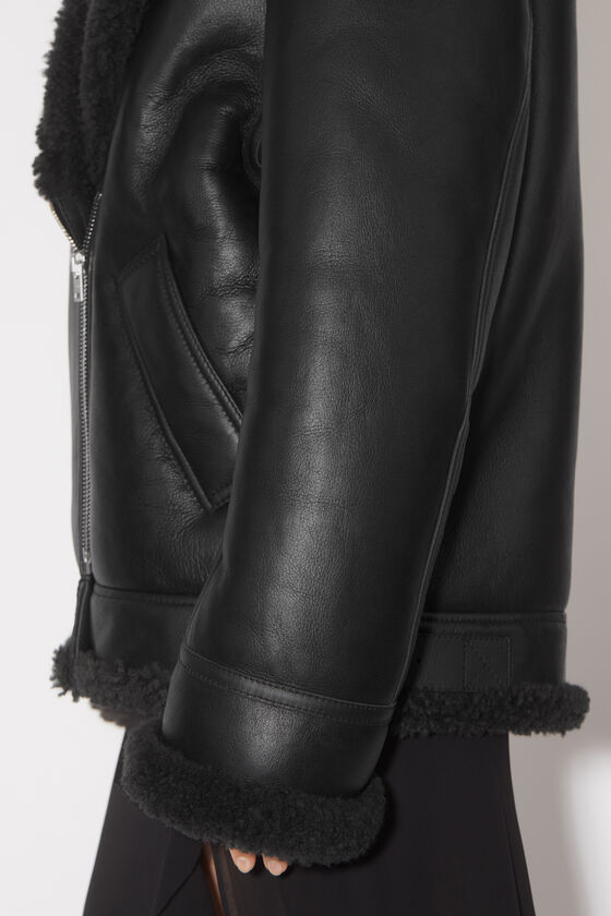 Acne Studios Shawl-collar Leather Biker Jacket In Black