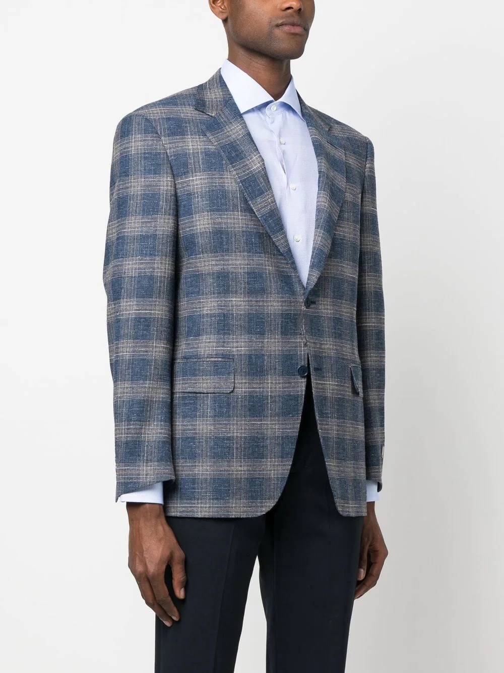 Canali Plaid-pattern Single-breasted Blazer In Gray