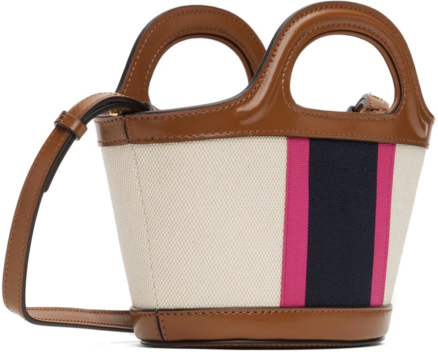 Marni Logo Embroidered Top Handle Bag In Nude