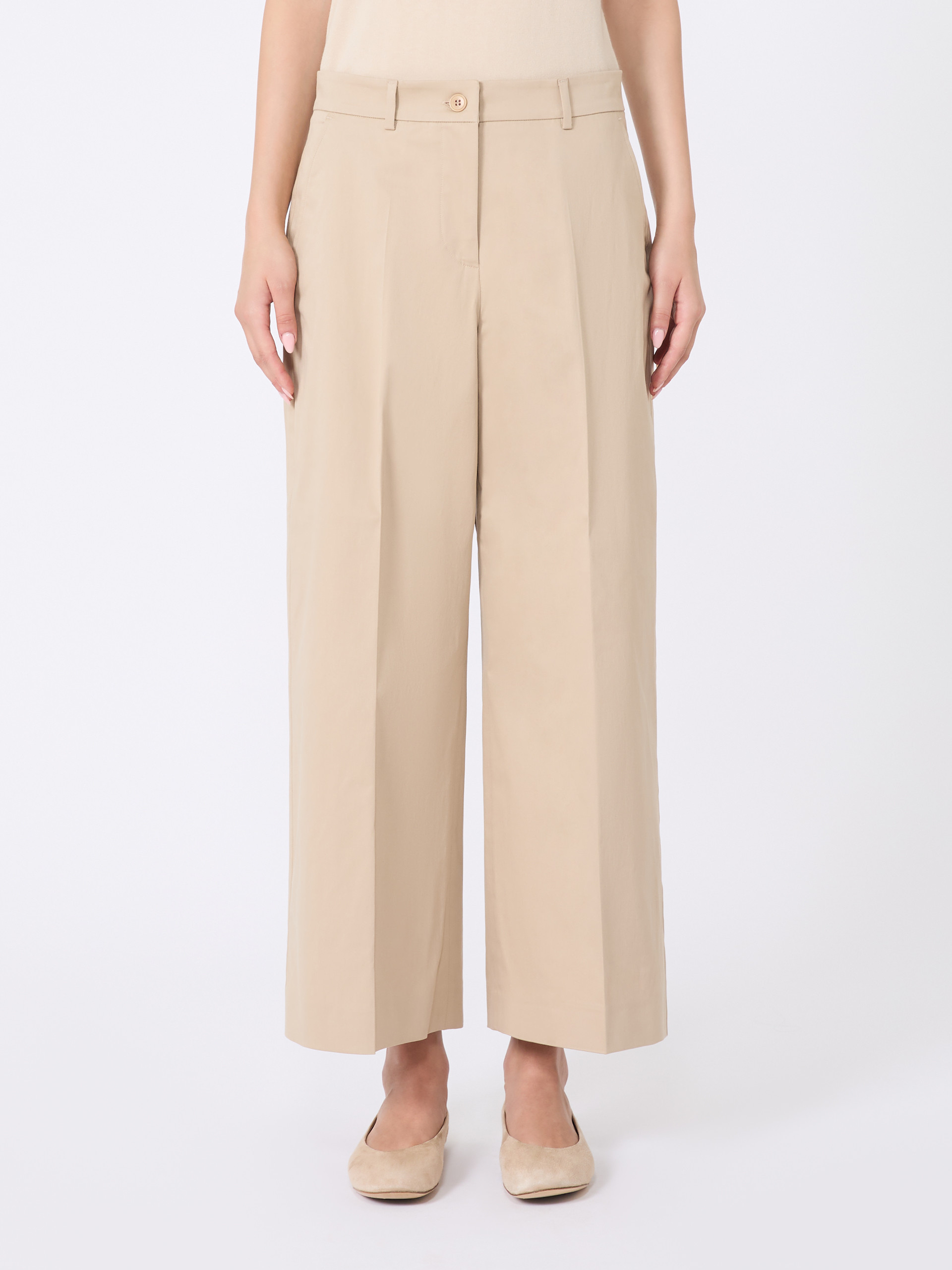 Weekend Max Mara Cotton Satin Cropped Trousers In Pink