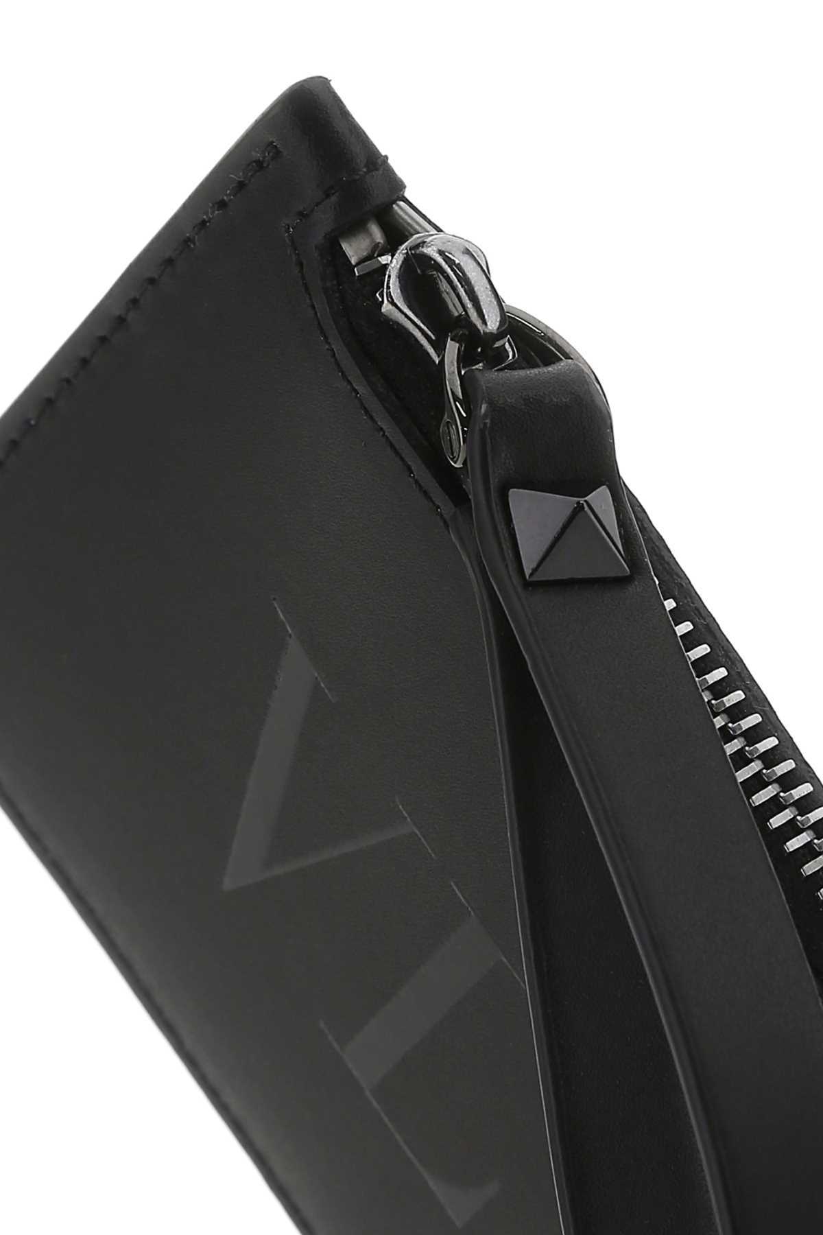 Valentino Garavani Rockstud Zip-up Wallet In Black