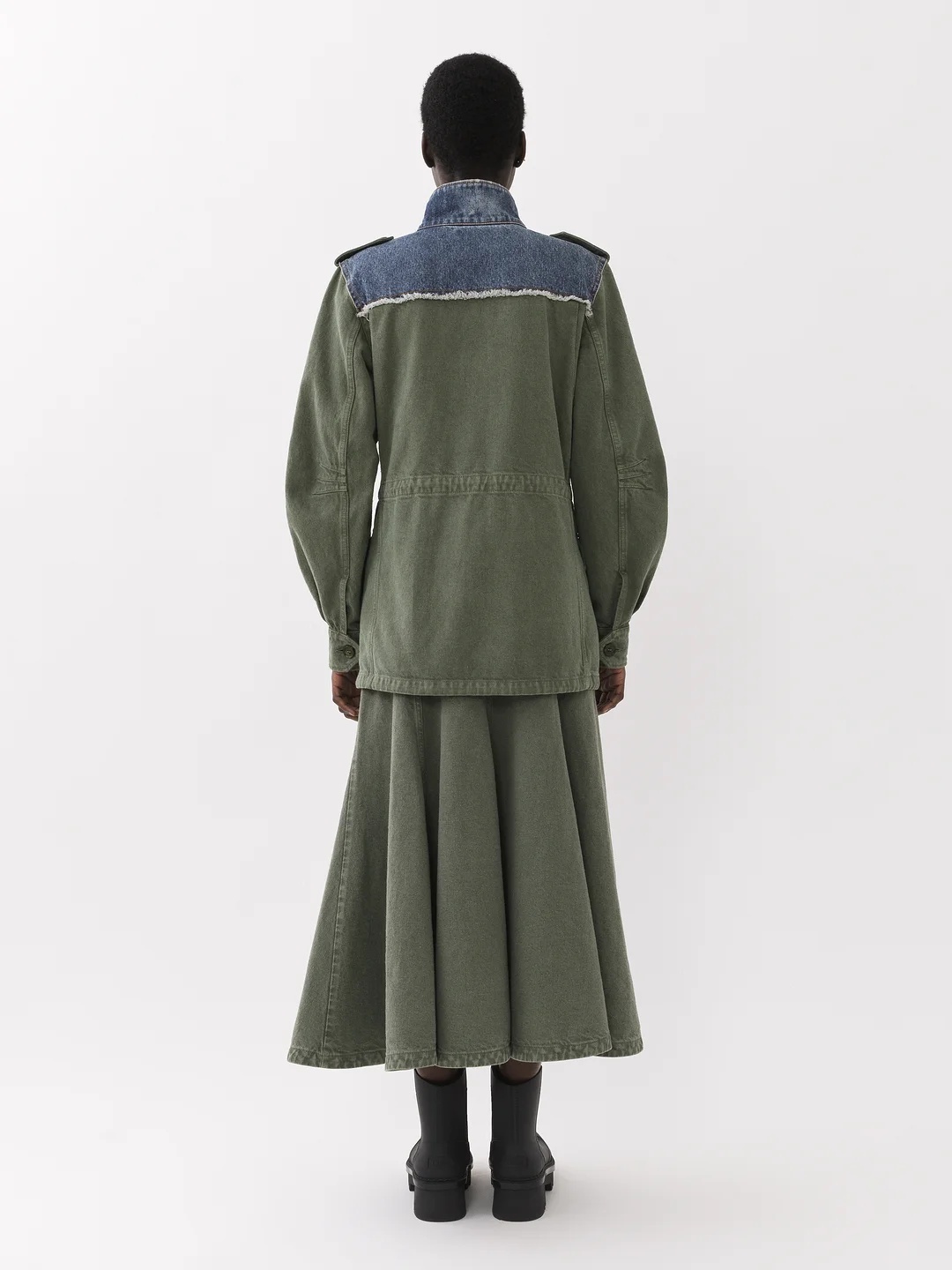 Chloé Blue & Green Flared Maxi Skirt In Green
