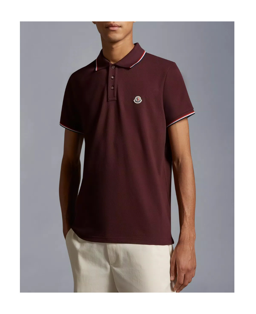 Moncler Logo Patch Polo Shirt In Red