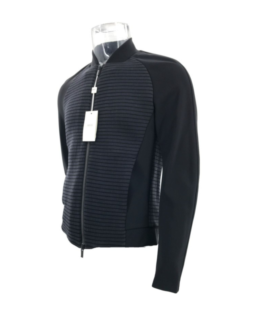 Armani Collezioni Long-sleeved Zipper Casual Jacket In Black