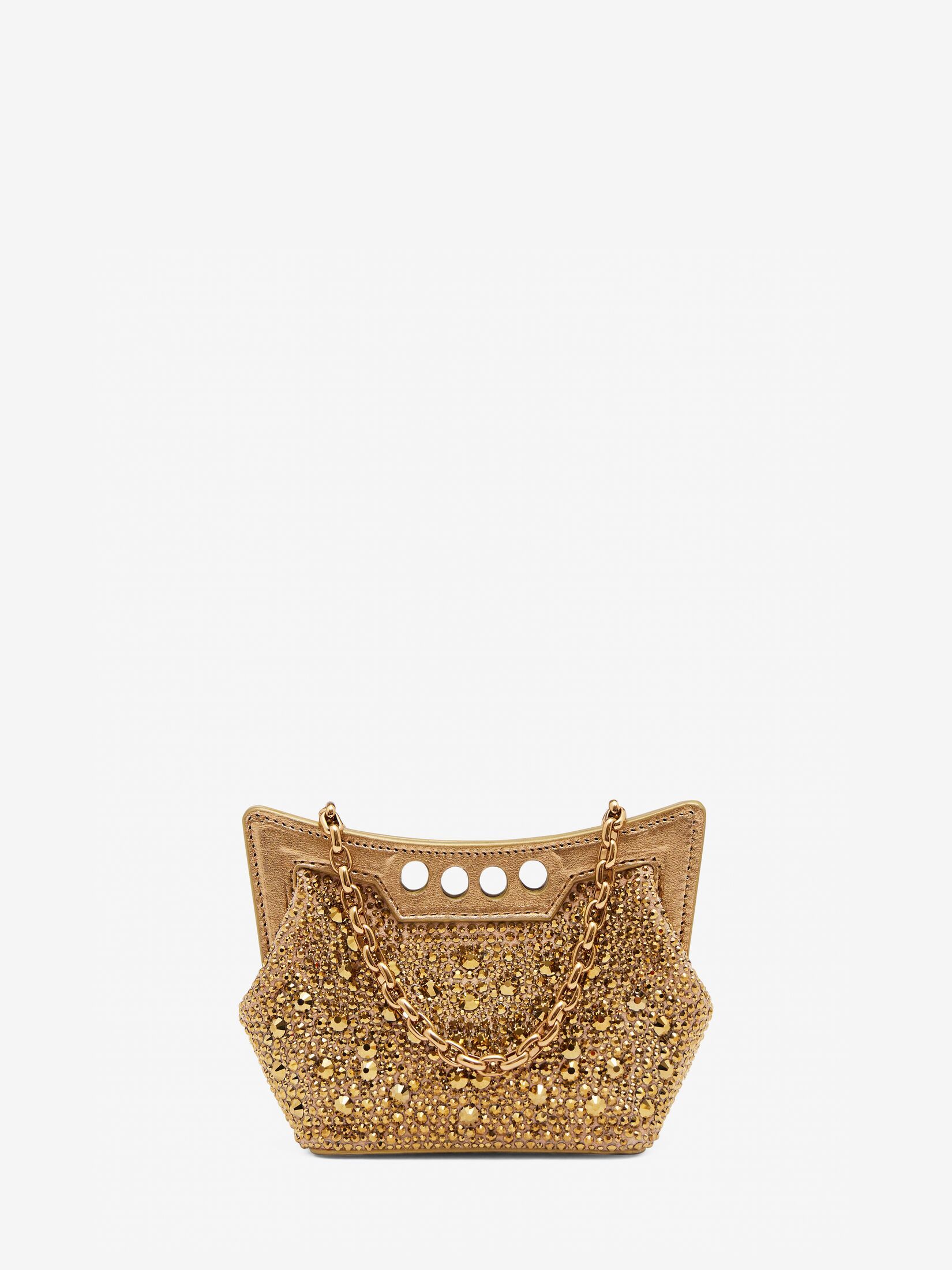Alexander Mcqueen Extra Small Peak Shoulder Bag In Gold