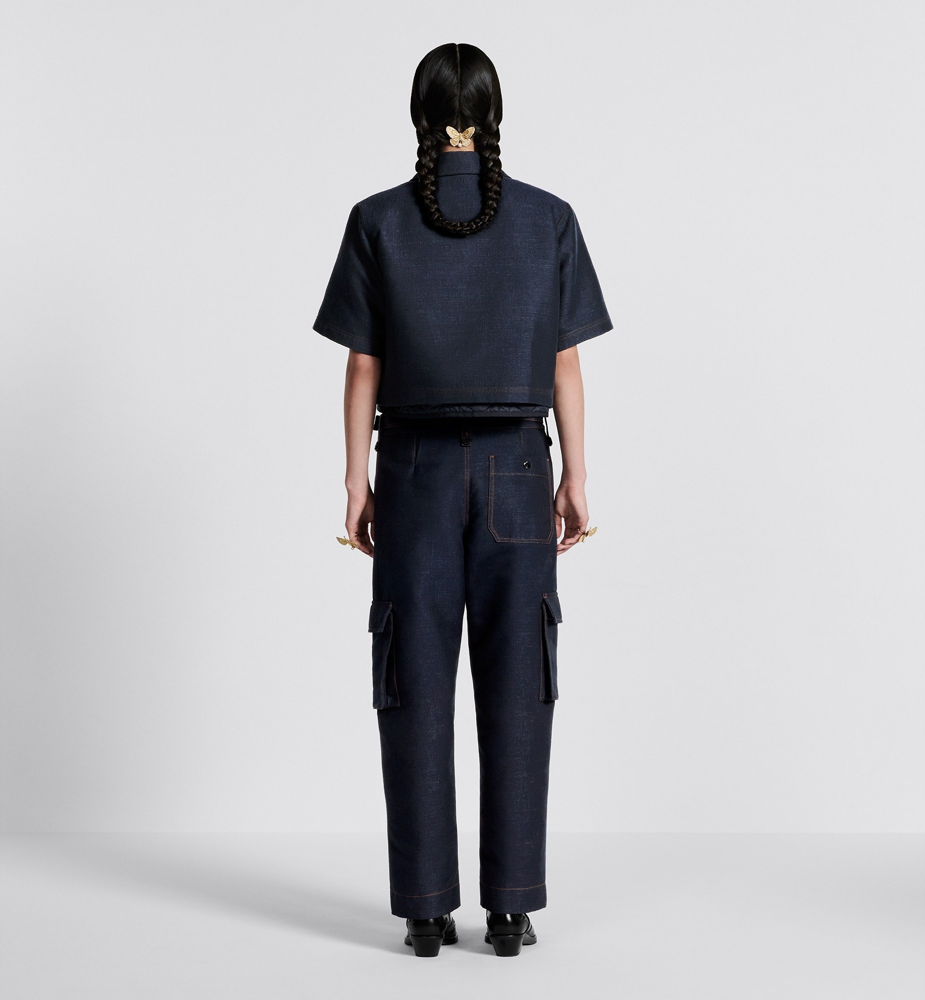 Dior Zipper Overalls Jeans In Blue