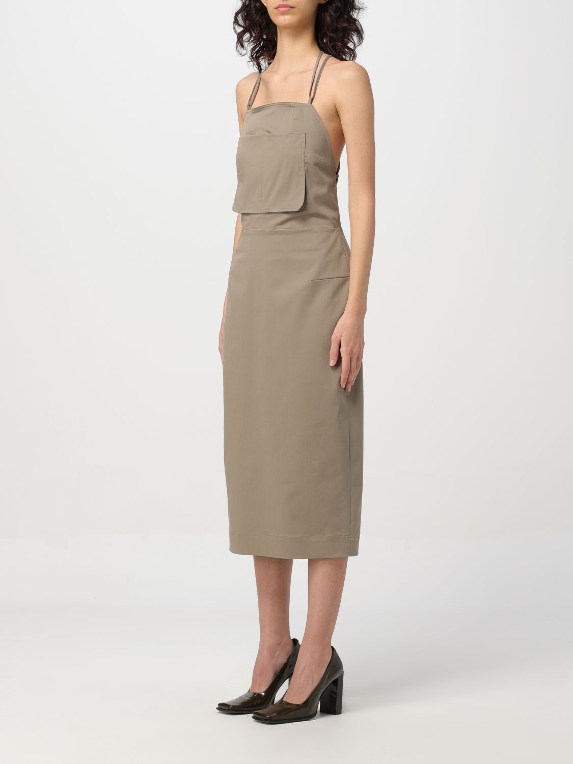 Max Mara Adorno1234 Cotton Twill Midi Dress In Nude