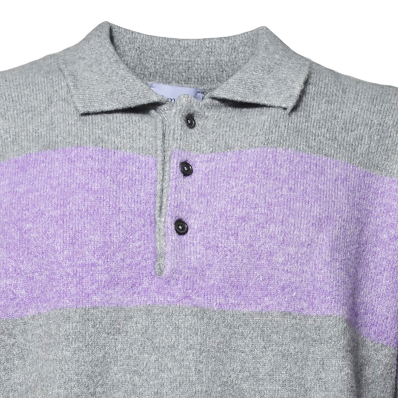 Amish Purple And Gray Striped Viscose Polo Sweater In Gray