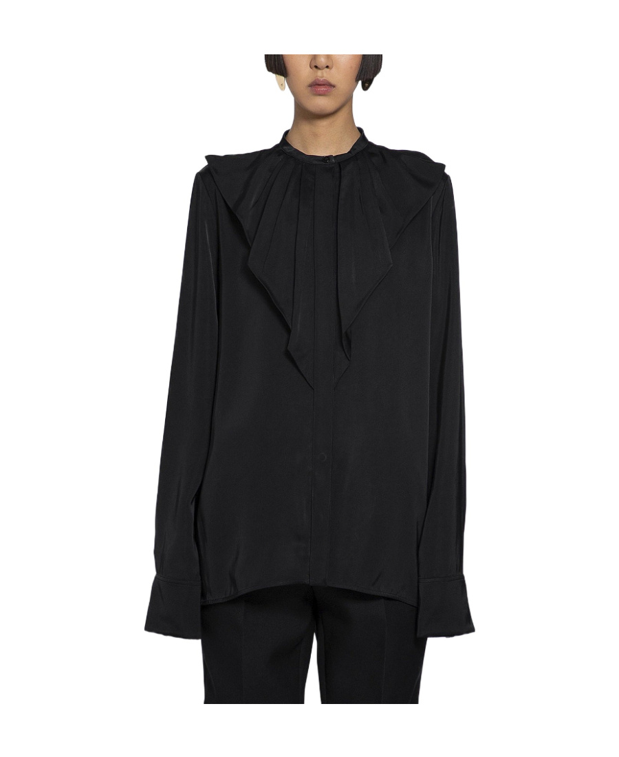 Jil Sander Ruffled Long-sleeve Blouse In Black