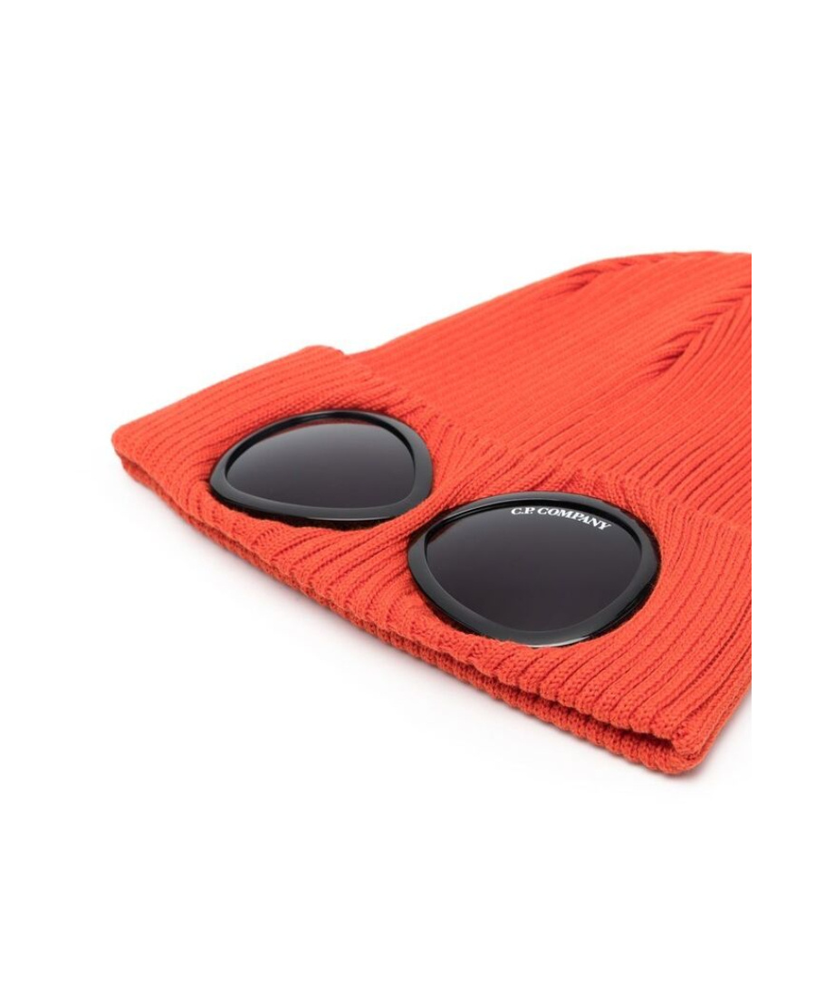 C.p. Company Goggles Ribbed-knit Beanie Hat In Red