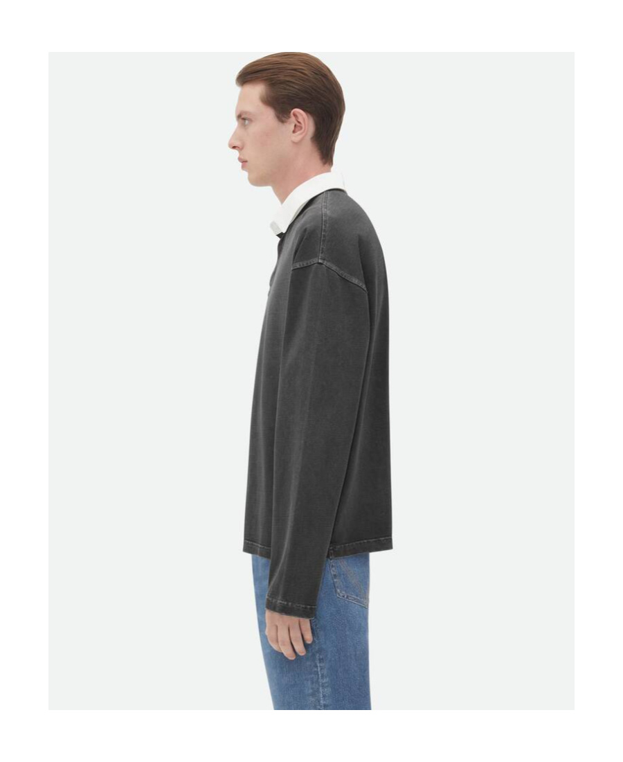 Bottega Veneta Plain Knitted Polo Shirt In Black