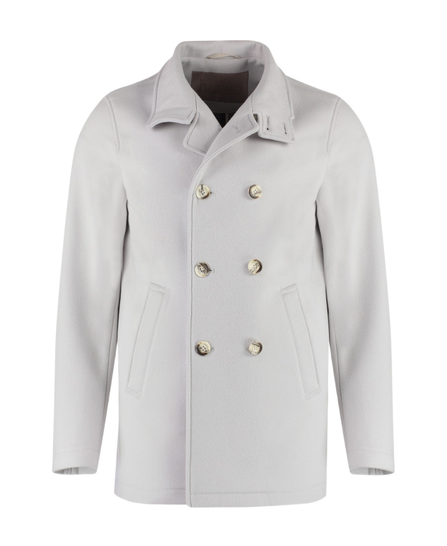 Herno Double-breasted High-neck Coat In White
