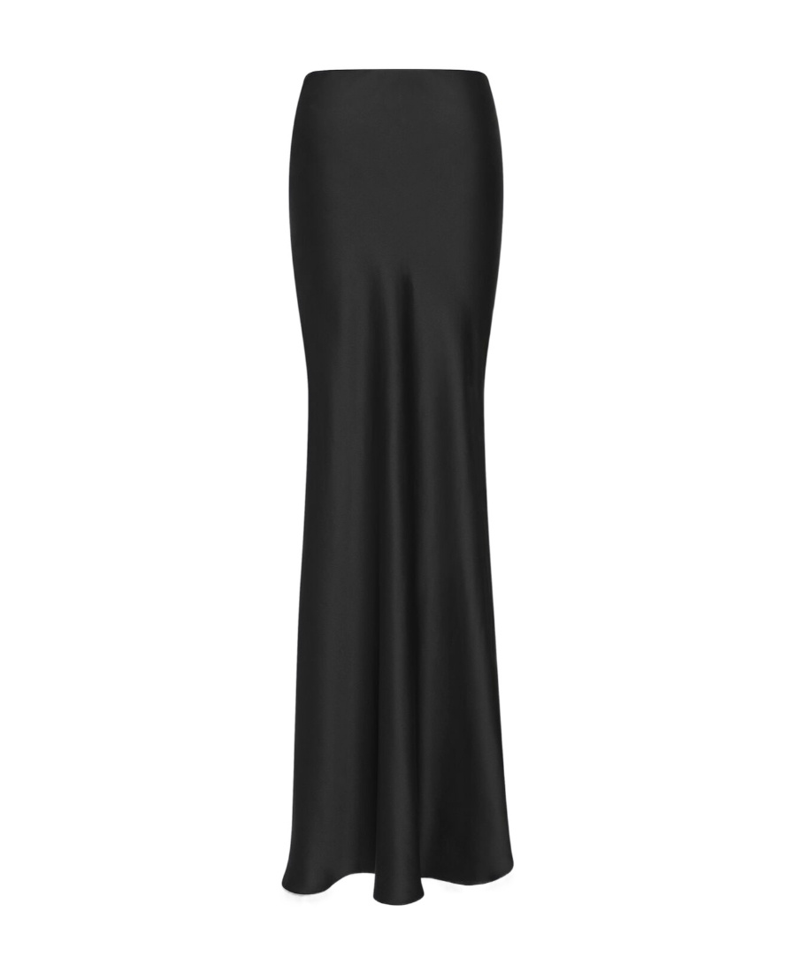Saint Laurent Silk Maxi Skirt In Black