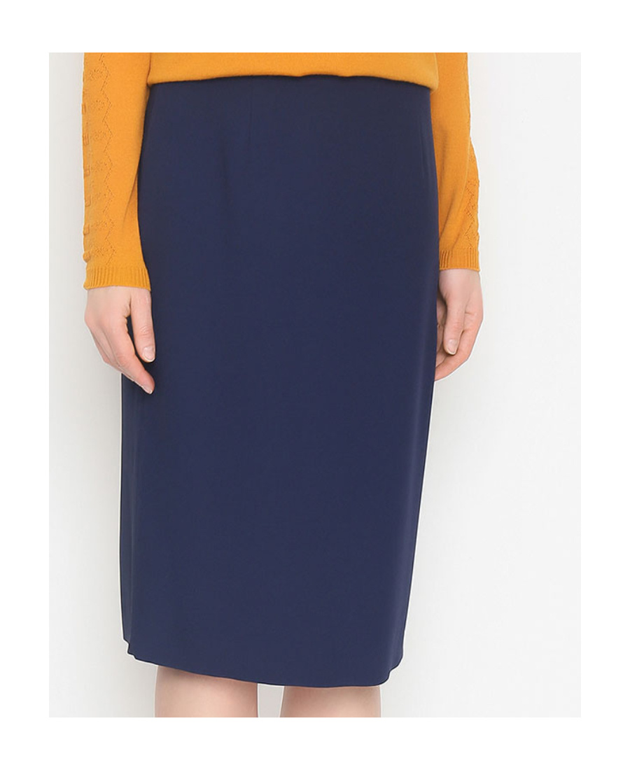 Alberta Ferretti Slit Back High-waisted Knee-length Skirt In Blue