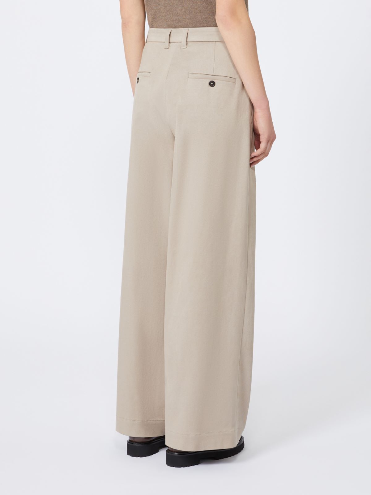 Max Mara Stretch Drill Wide-leg Trousers In Neutral