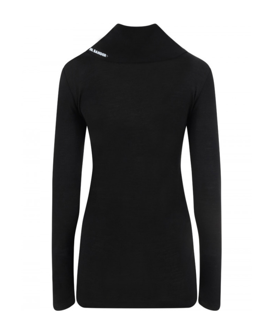 Jil Sander Logo-print Roll-neck Knitted Top In Black