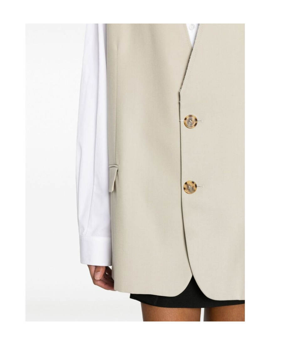 Shop Mm6 Maison Margiela Tailored-cut Single-breasted Vest In Nude