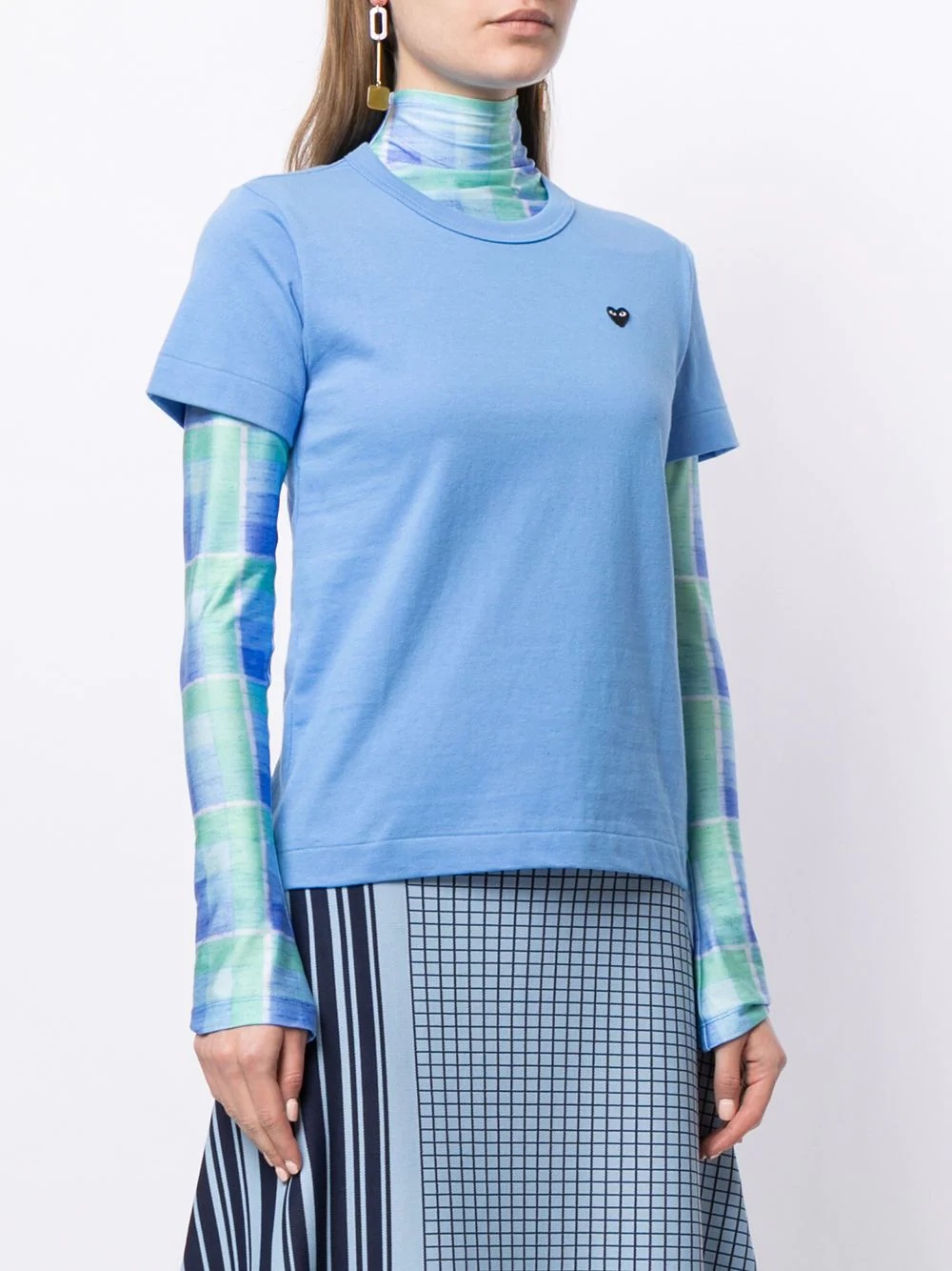 Comme Des Garçons Play Embroidered-logo Cotton T-shirt In Blue