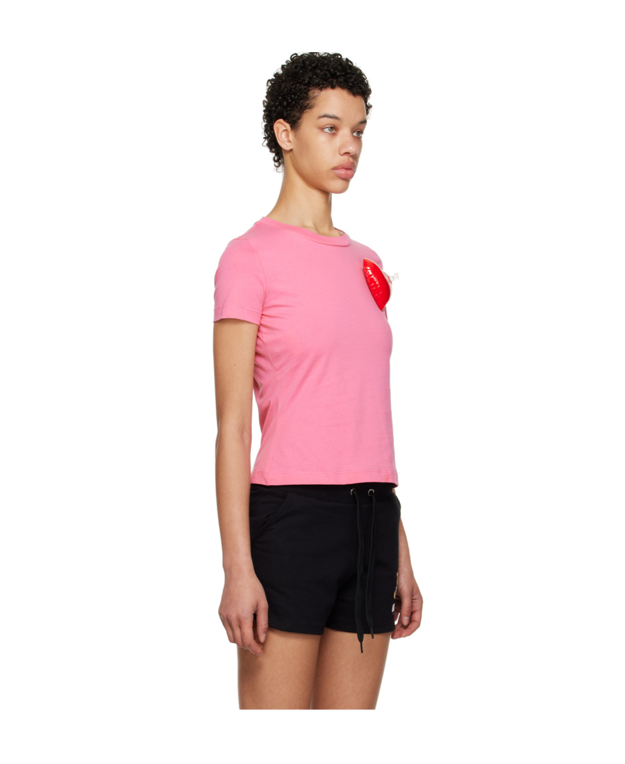 Moschino Plain Knitted T-shirt In Pink