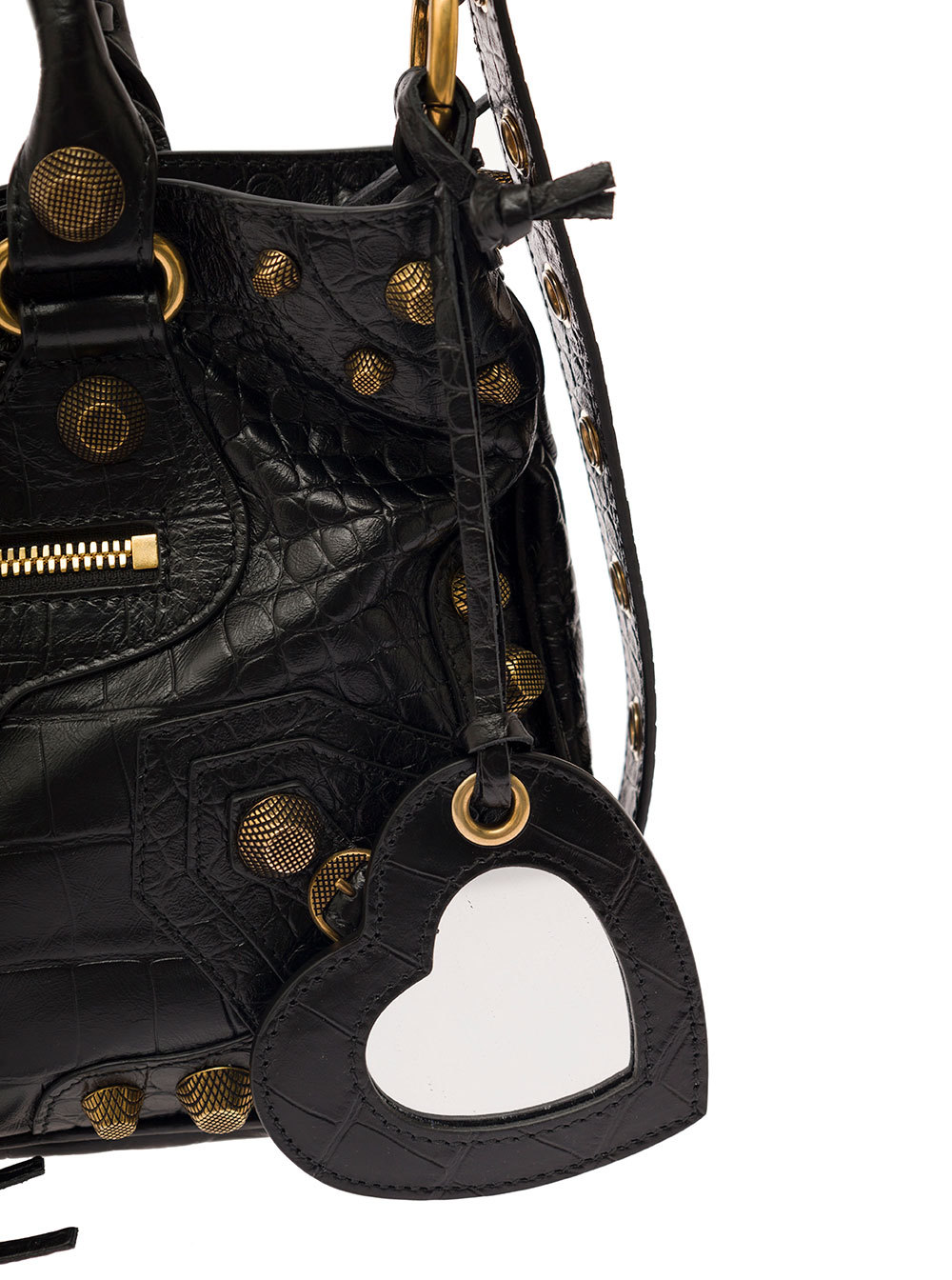 Balenciaga Green Leather Shoulder Handbag With Magnetic Closure And Metal Details In Black