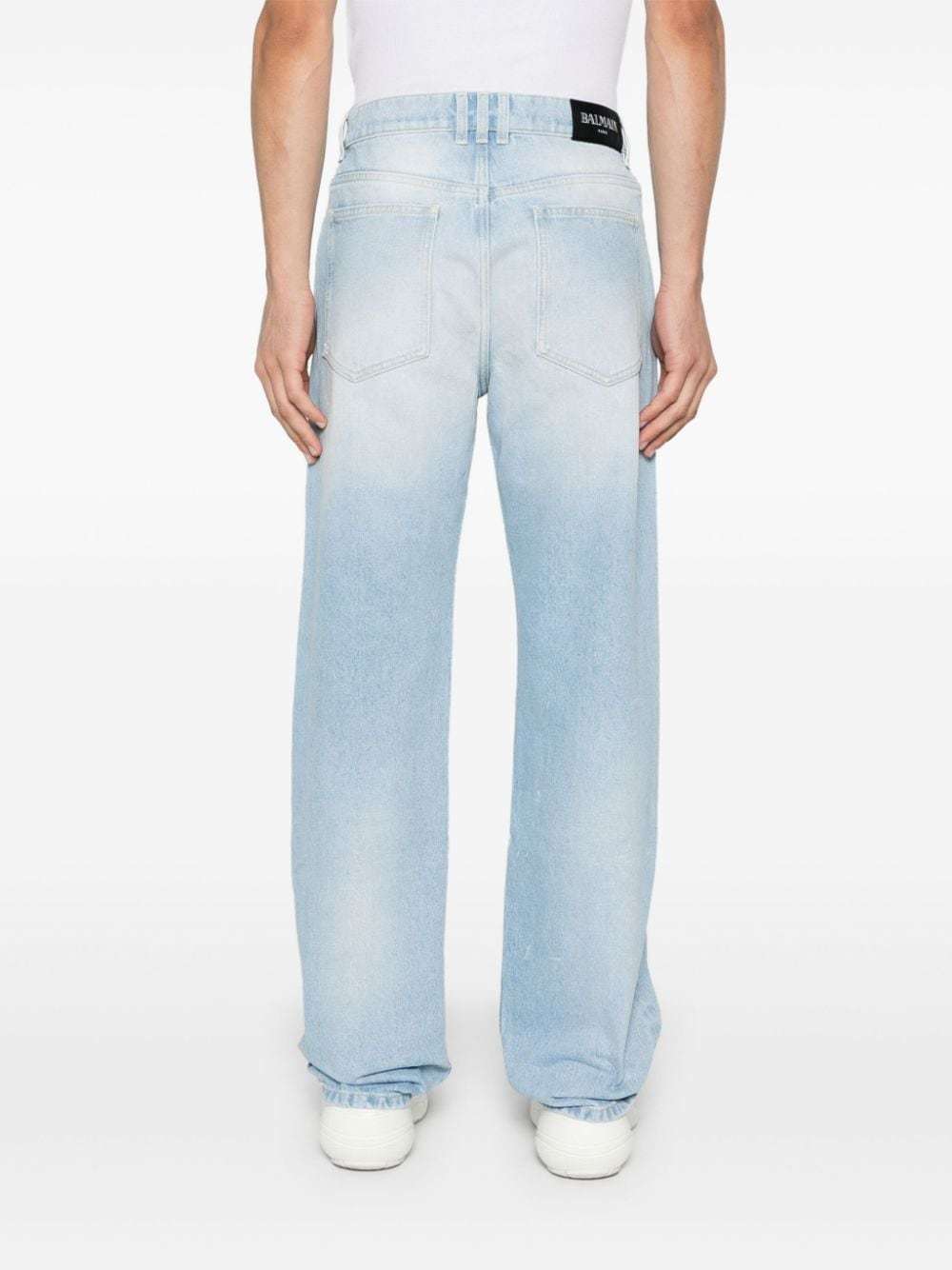 Balmain Straight Leg Denim Trousers In Blue