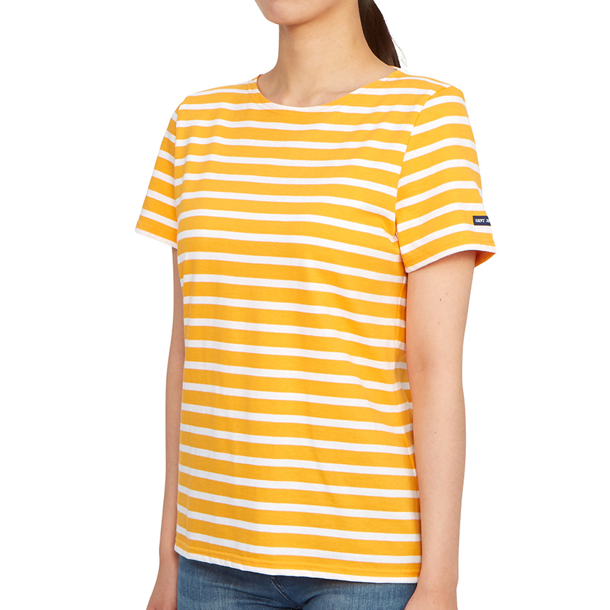 Saint James Round-neck Striped T-shirt In Orange
