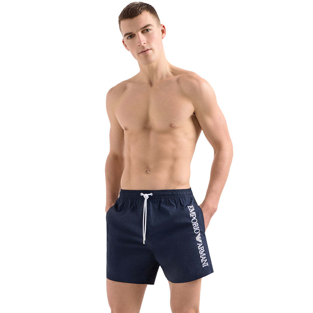 EMPORIO ARMANI LOGO-EMBROIDERED SWIM SHORTS 