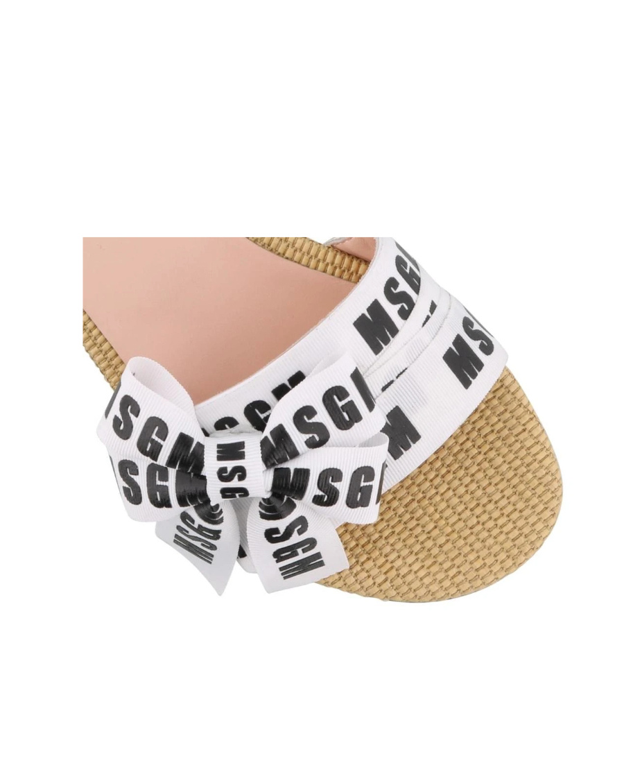 Msgm Logo Ribbon Flip-flops In Nude