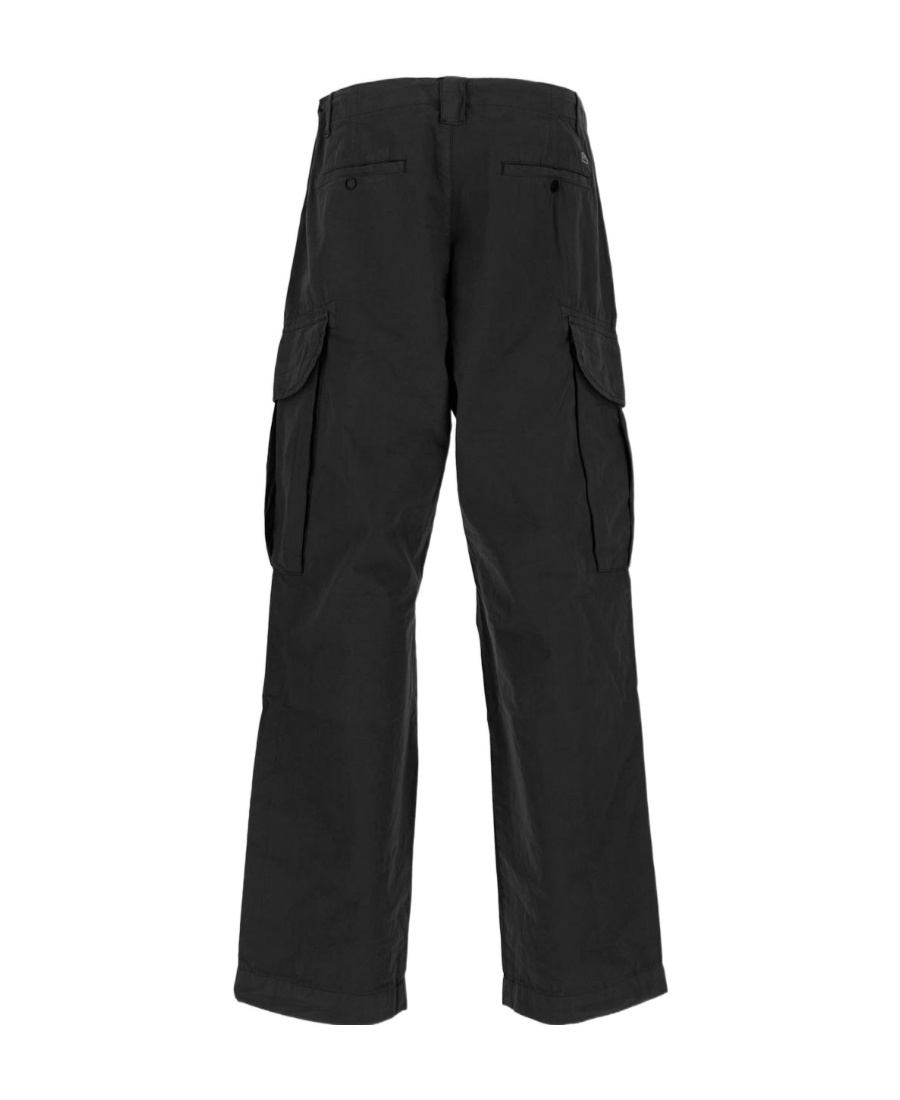 C.p. Company Lens-detail Cotton Cargo Pants In Black