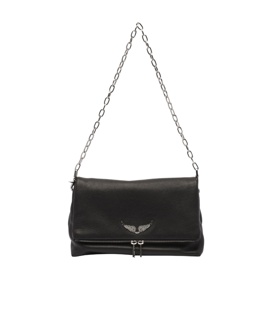 ZADIG & VOLTAIRE ZADIG VOLTAIRE EMBELLISHED LOGO FOLDOVER SHOULDER BAG