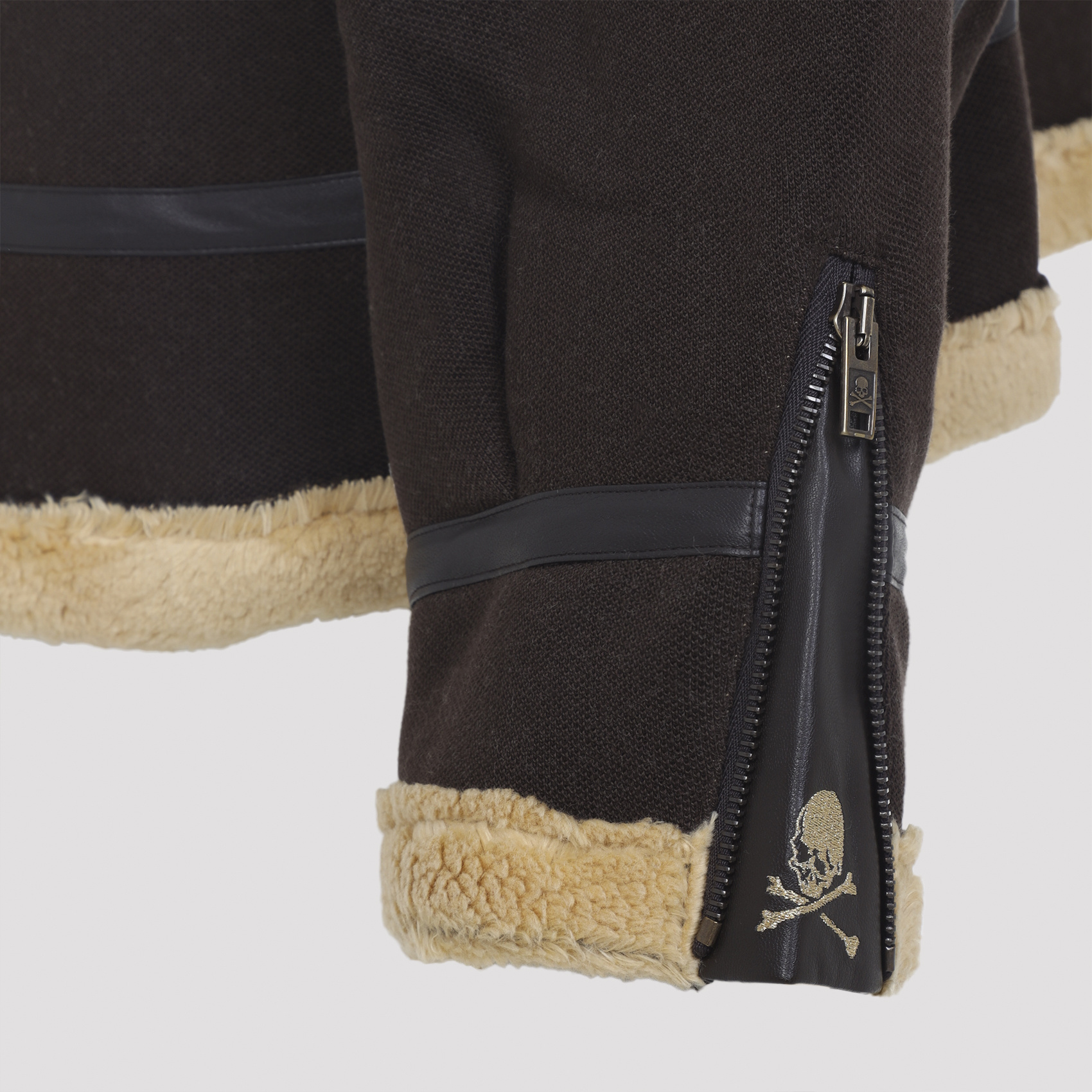 Mastermind Japan Brown Cotton Mutton Jacket With Embroidered Skull Detail In Brown