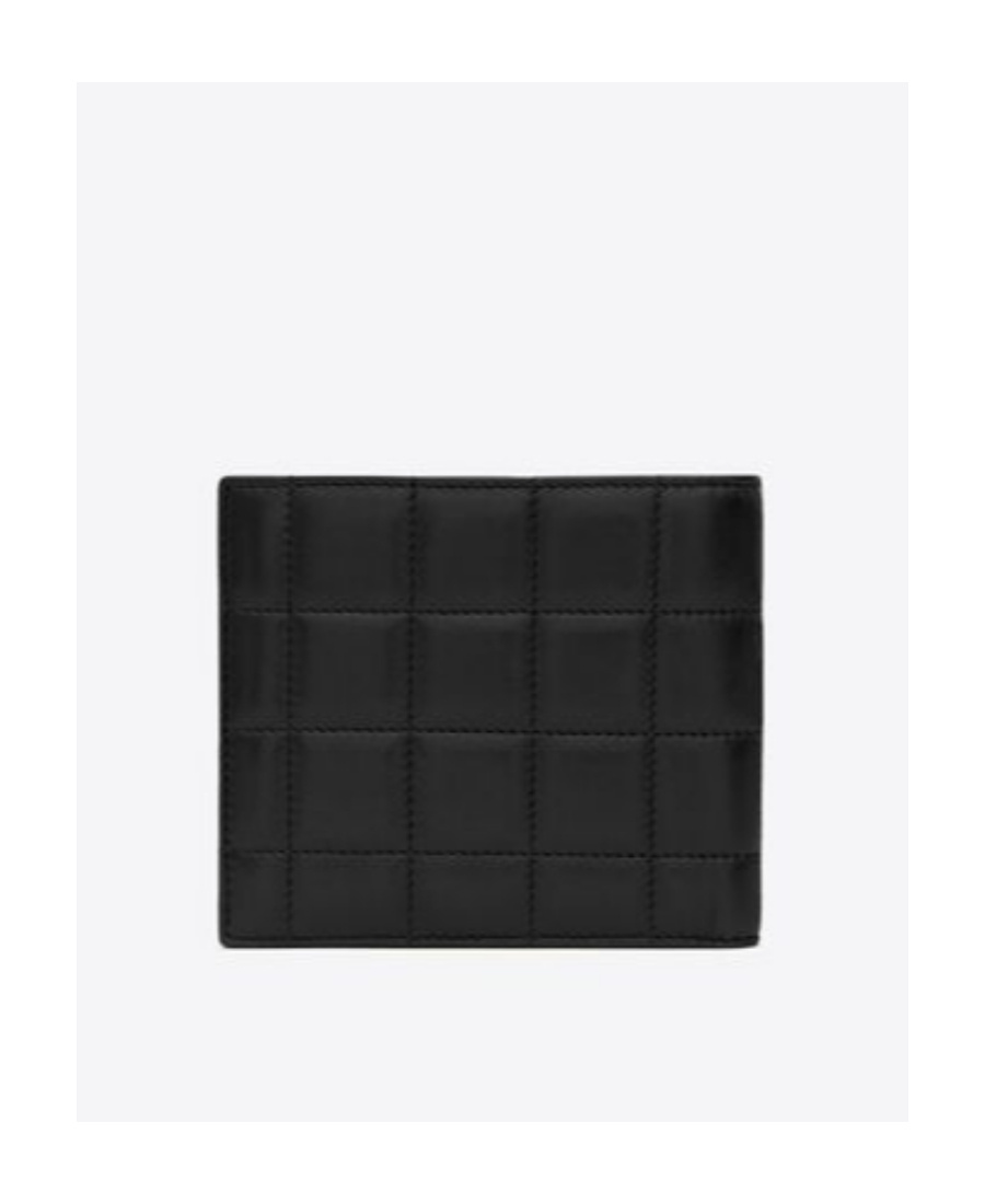 Saint Laurent Logo-stamp Quilted Leather Wallet In Black