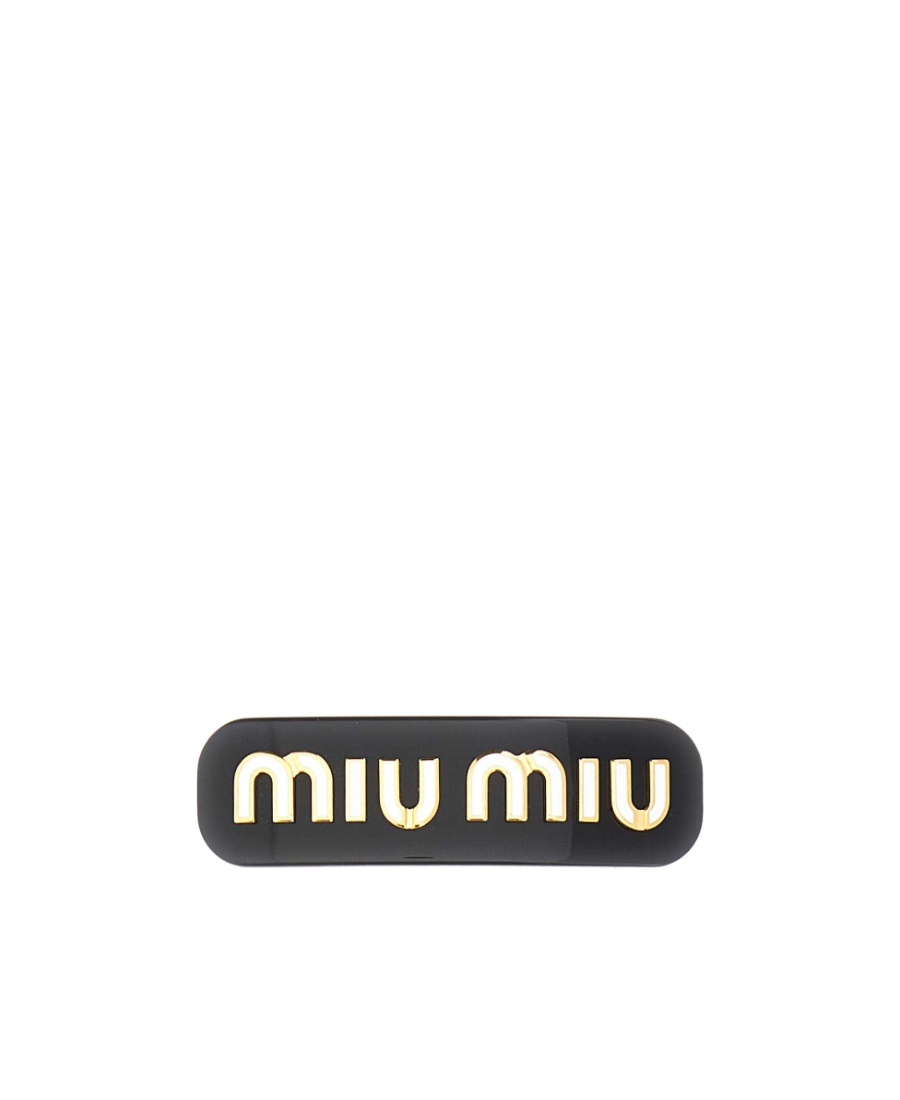 Miu Miu Logo-plaque Hair Slide In Black