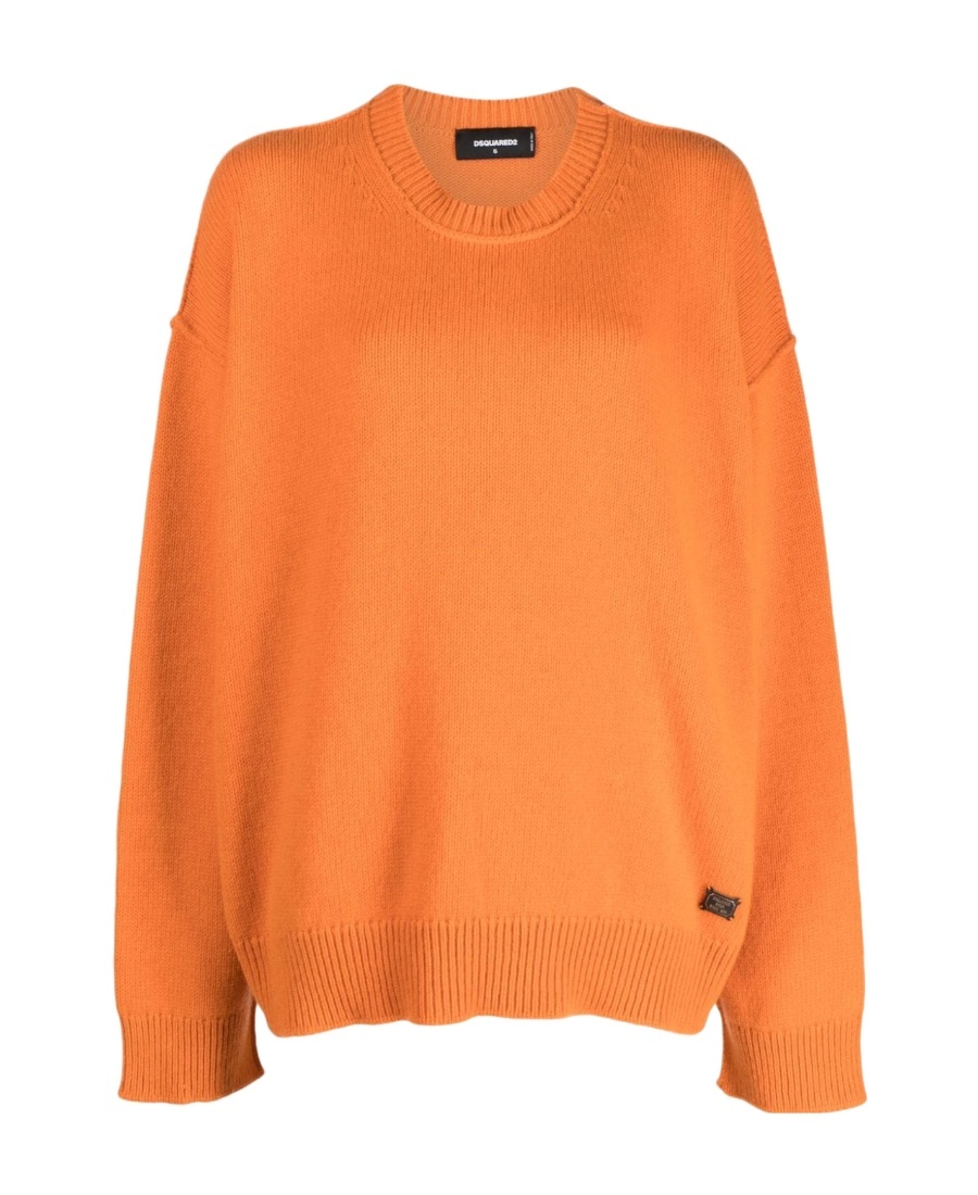 Dsquared2 Wool-cashmere Drop Shoulder Jumper In Orange