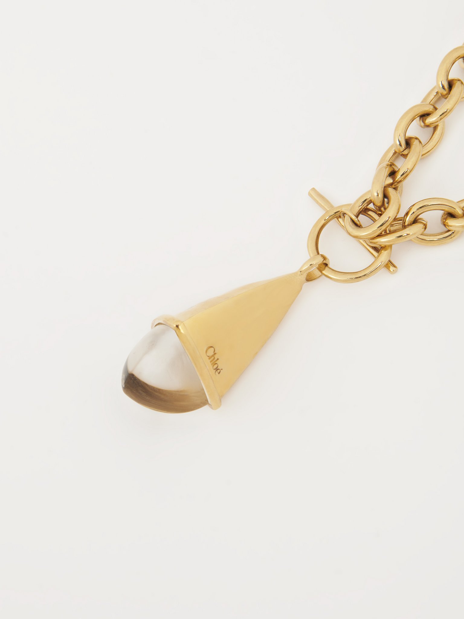 Chloé Prism Necklace With Chain Frame And Pendant Detail In Gold