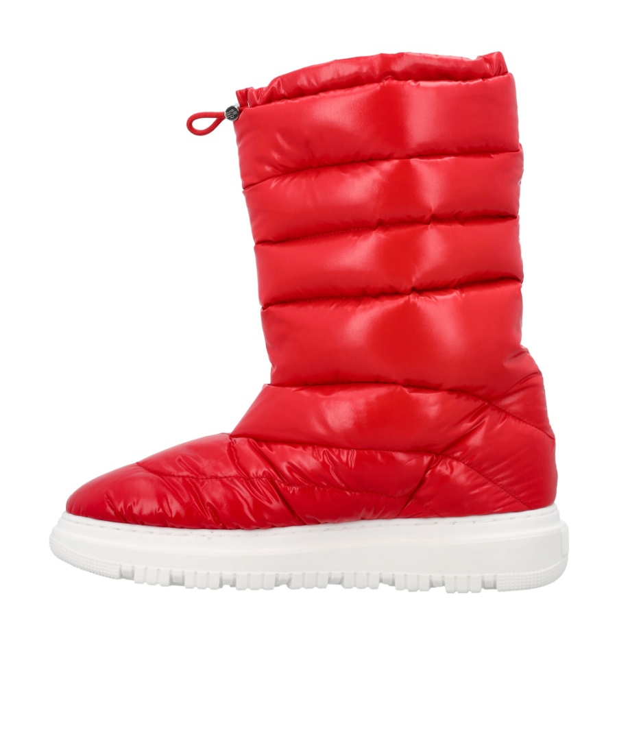 Moncler Logo-patch Satin Snow Boots In Red