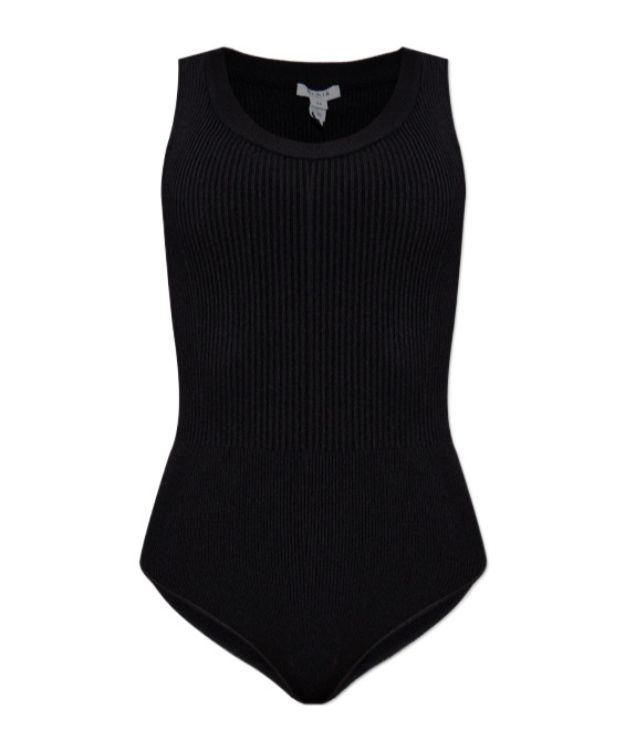 Alaïa Ribbed Texture Scoop Neck Sleeveless Body In Black
