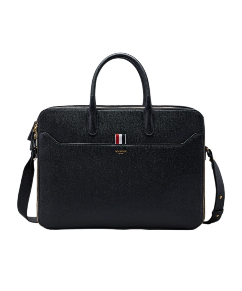Thom Browne Grosgrain-loop Tote Bag In Black