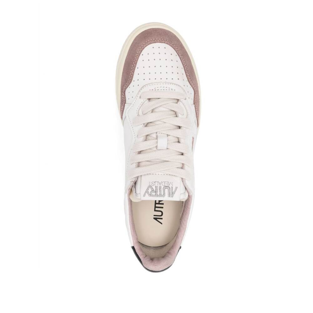 Shop Autry Panelled Perforated Leather Sneakers In White