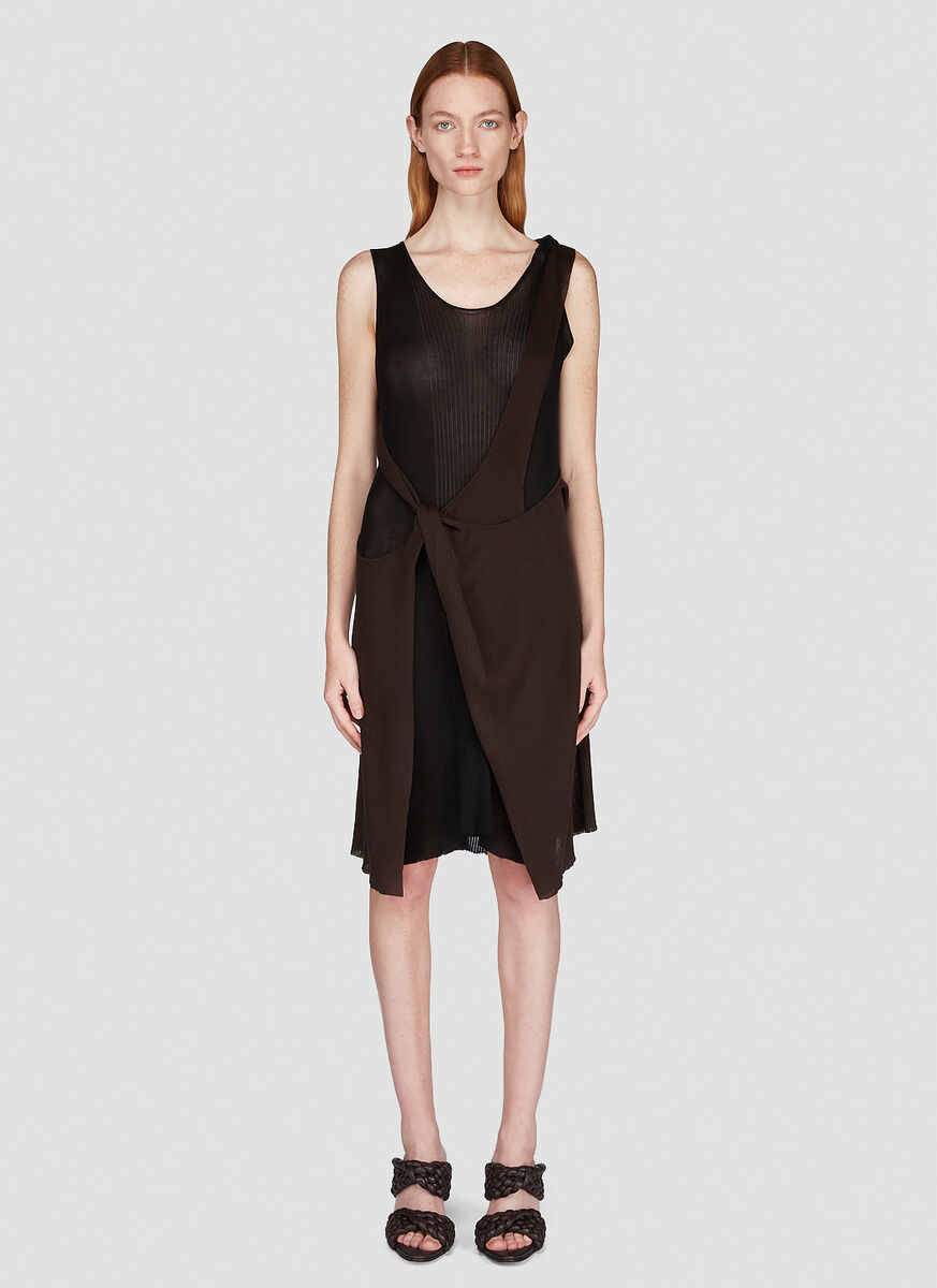 Bottega Veneta Bicolour Sheer Rib-knit Dress In Black
