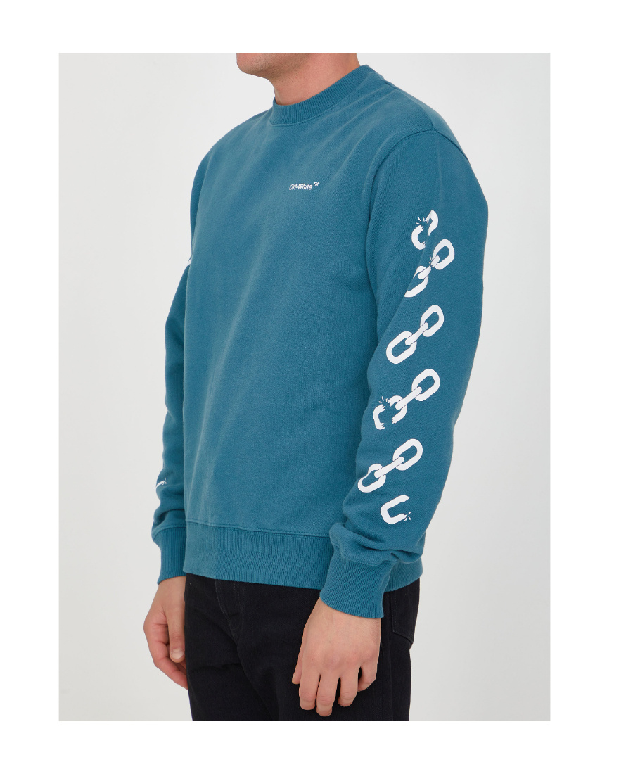 Off-white Chain Arrows Print Crew Neck Sweatshirt In Blue