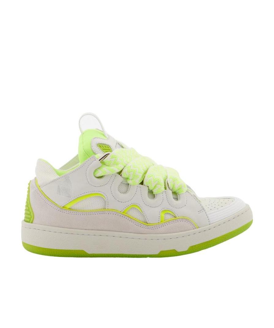 LANVIN BASKETS CURB 'BLANC/JAUNE FLUO' SNEAKERS