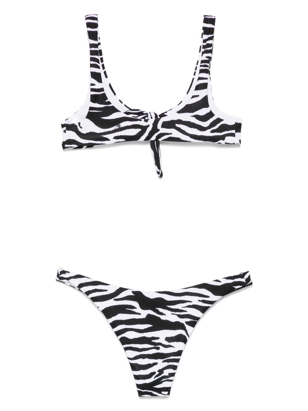 Attico Blackwhite Zebra-print Bikini In Black