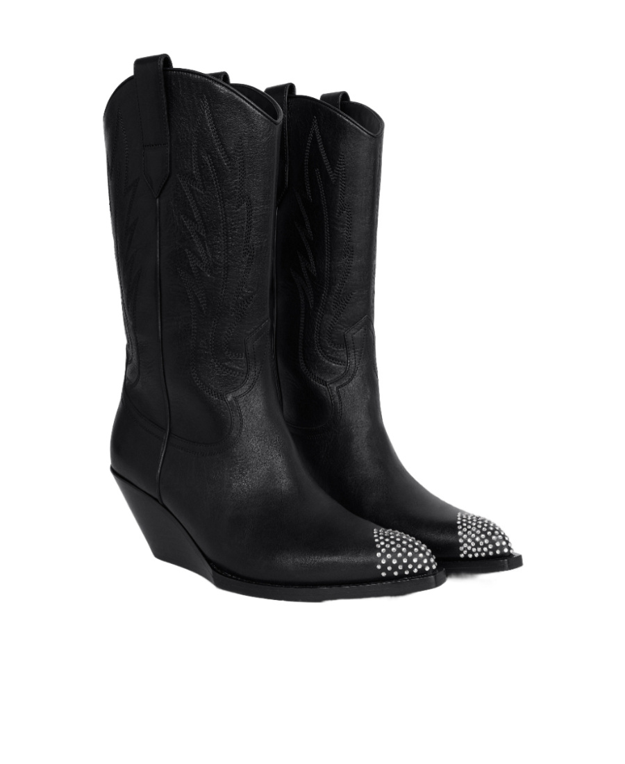 Celine Twill Toe And Heel Boots In Black