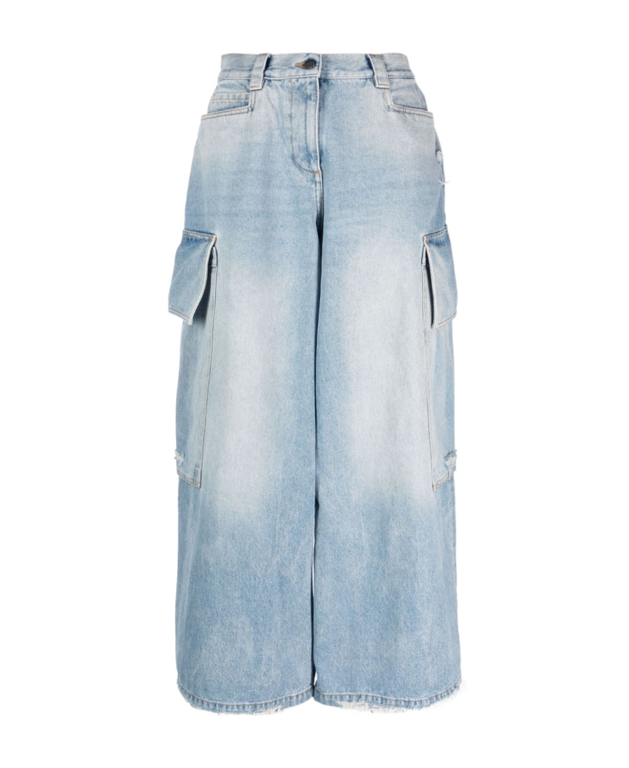 Palm Angels Blue Wide-leg Jeans In Blue