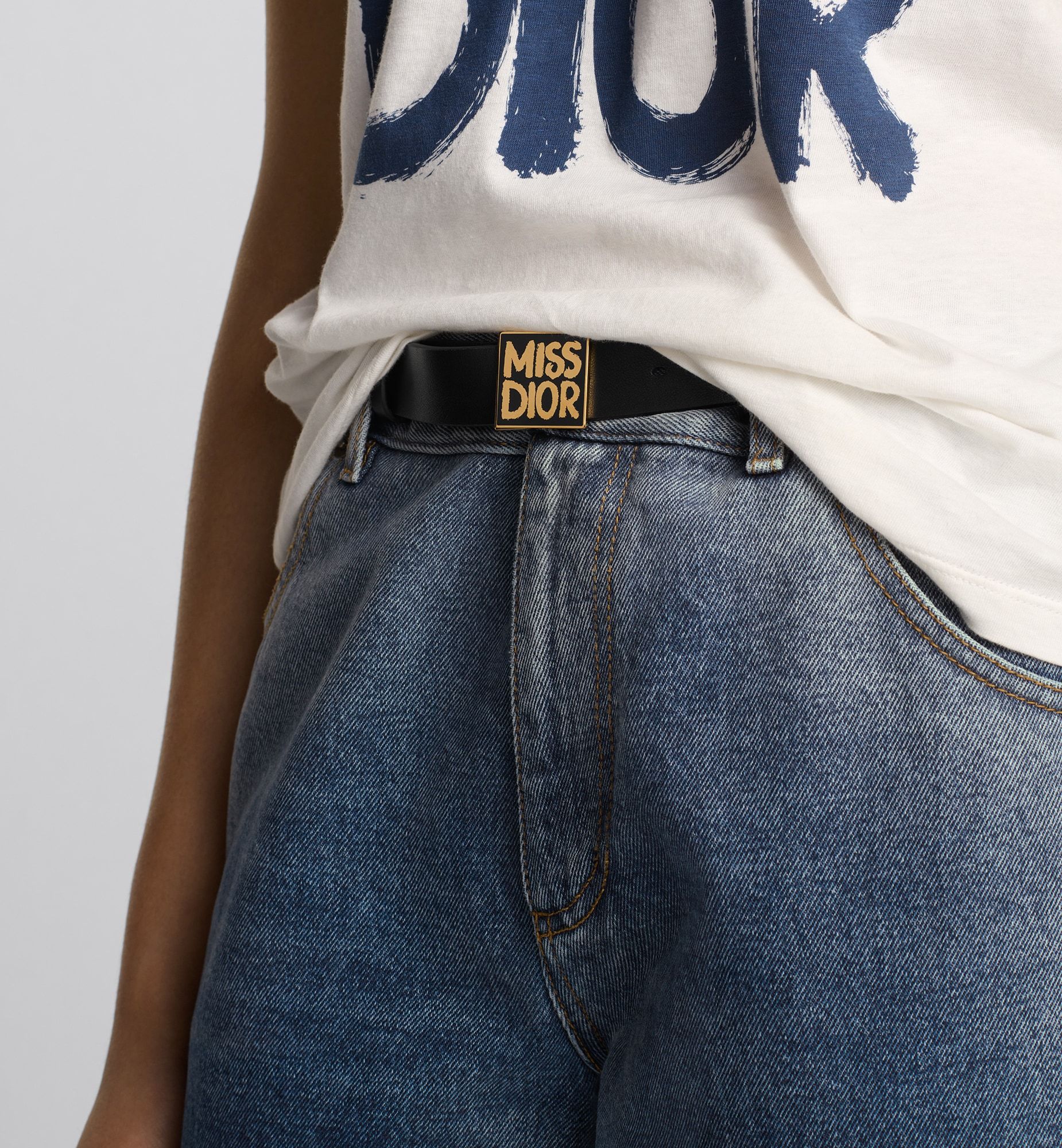 Dior Miss Dio Graffiti Pattern Belt In Black
