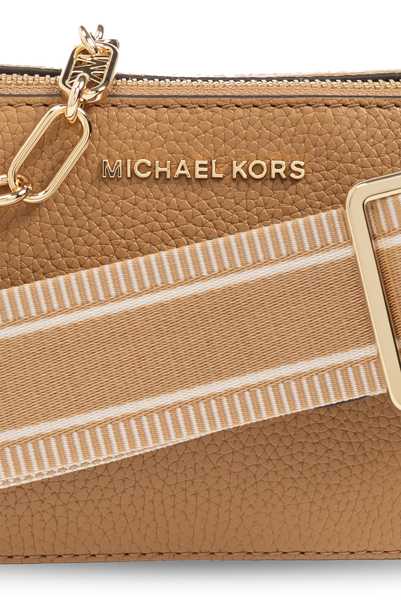 Michael Michael Kors Jet Set Chain-link Leather Crossbody Bag In Brown
