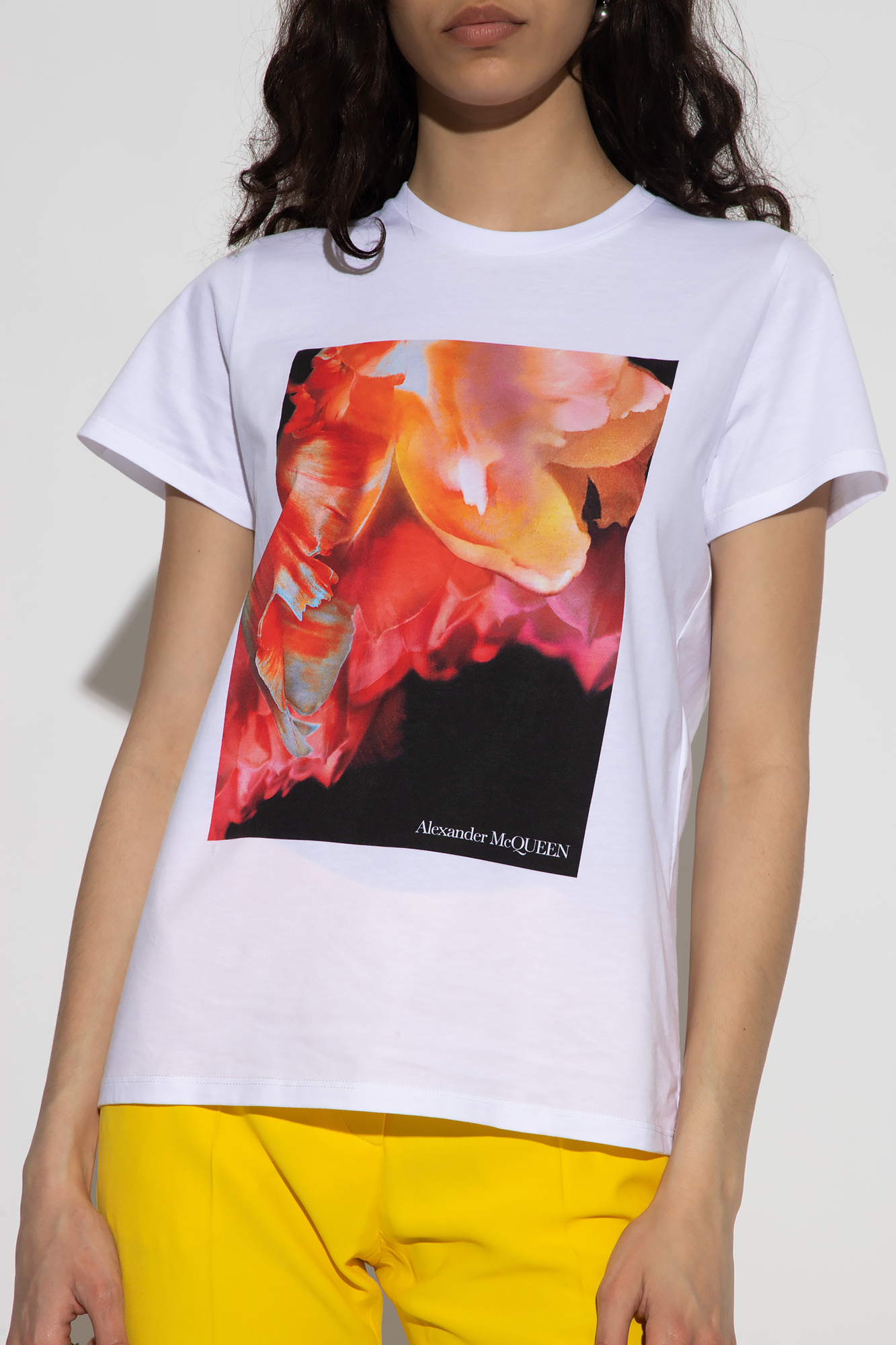Alexander Mcqueen Print Cotton T-shirt In White