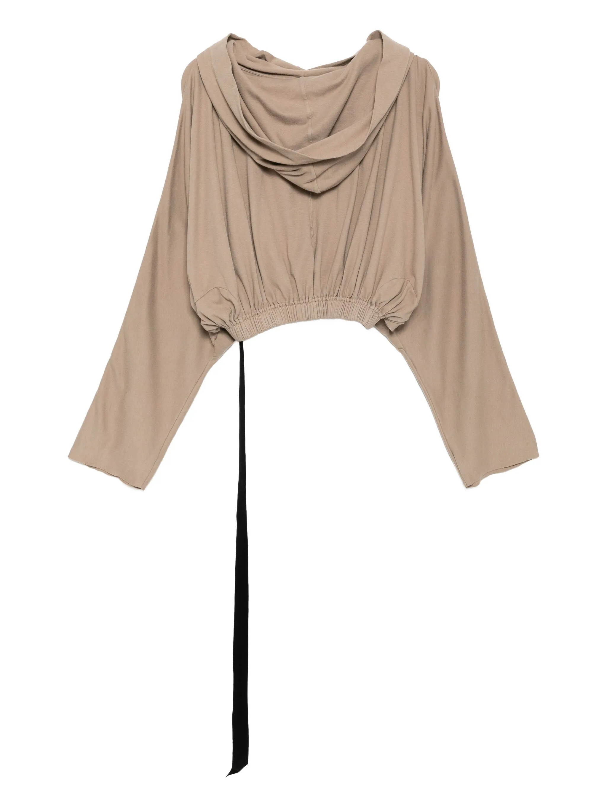 Rick Owens Drkshdw Hooded Cropped Tunic Draped Detail In Brown